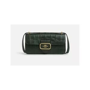 Coach Morgan Dark Green Croc Embossed Leather Crossbody